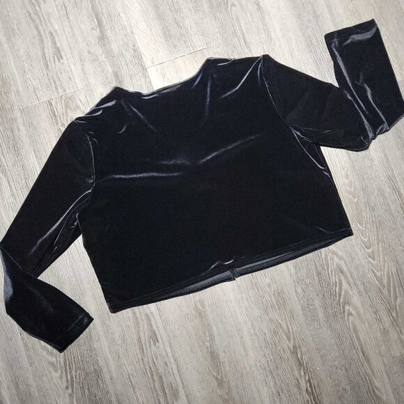 Vintage 90s whimsigoth gothic black velvet and purple rose cardigan XL - Picture 11 of 16